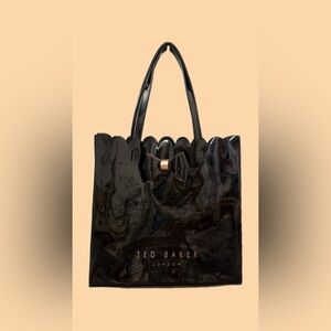 Large Ted Baker Glossy Black PVC Tote with Bow